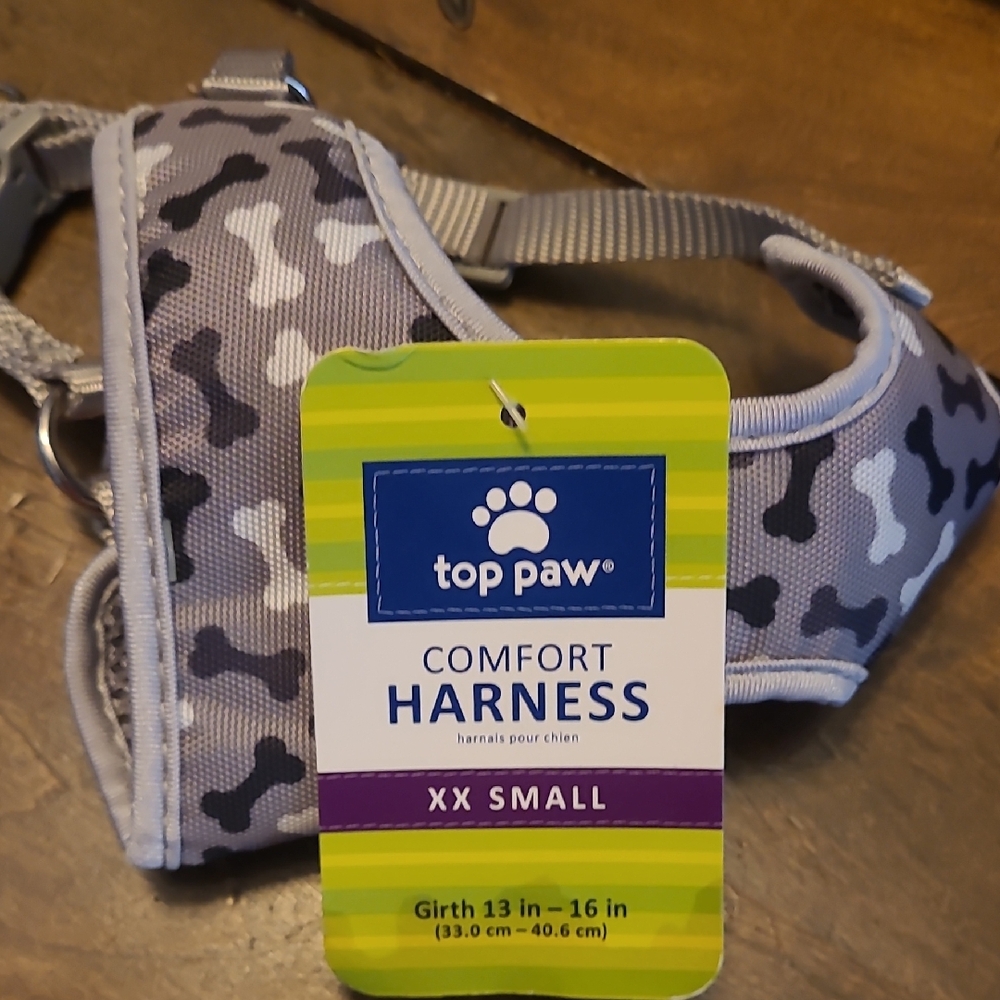 Top Paw Bone Pattern Harness - Gray and Black